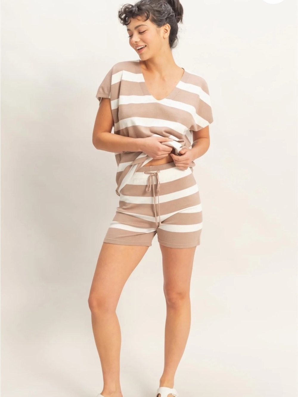 Hyfve Stripe Beige Shorts and Top